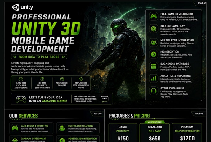develop unity mobile game for android and ios